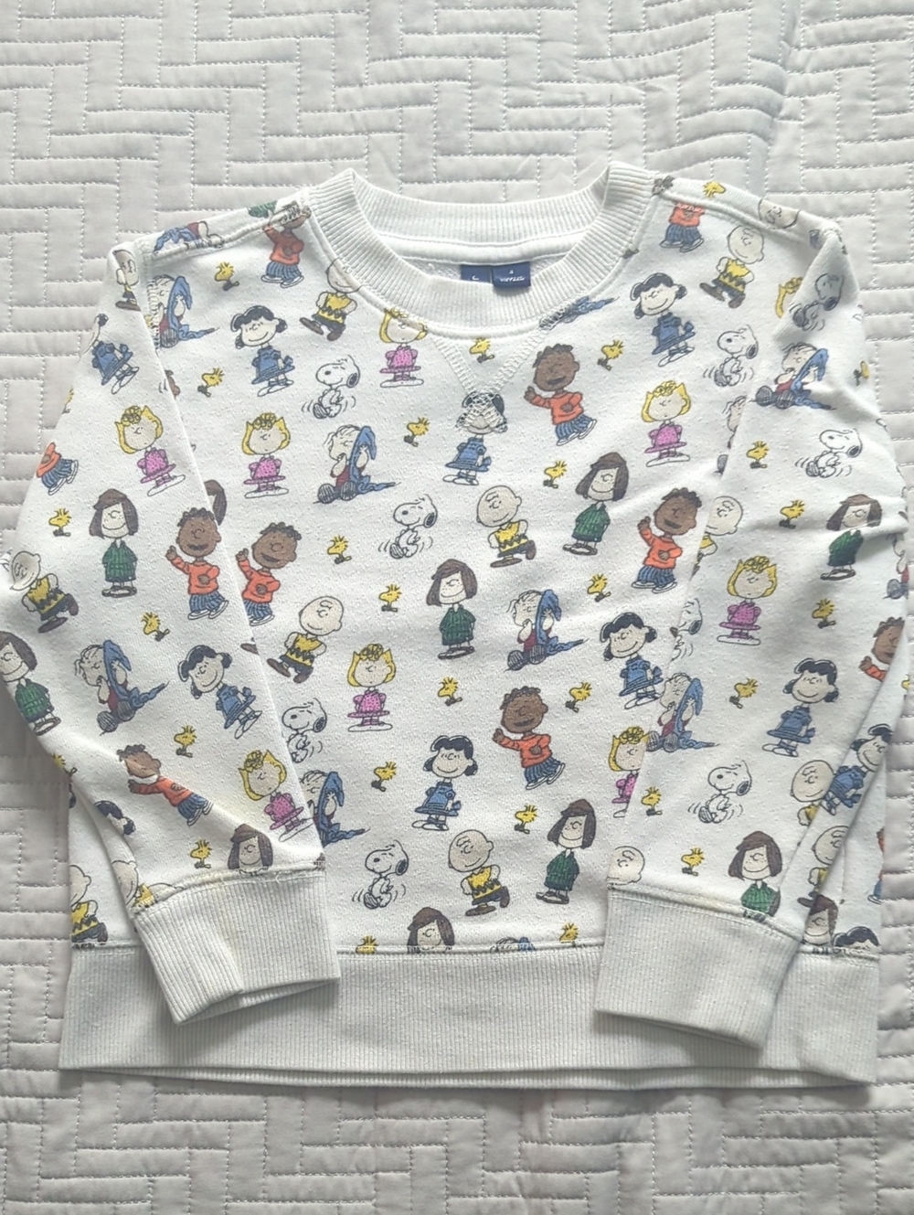 Janie and Jack White Kids Sweatshirt with Multicolor Peanuts Characters
